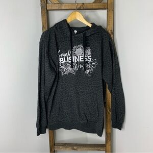 Small Business Owner Black Leopard Hoodie Size L